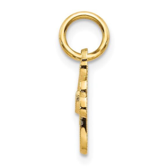 The Sadie 14k Yellow Gold Mini Satin Script Initial Charm, Letter F - Picture 2 of 6